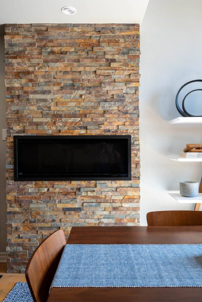 a dining room table with a blue table cloth